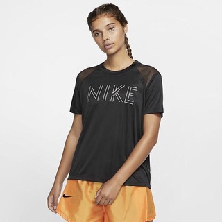 Top Nike Dri-FIT Miler Maneca Scurta Metallic Running Dama Negrii Metal Argintii | SMUJ-27950